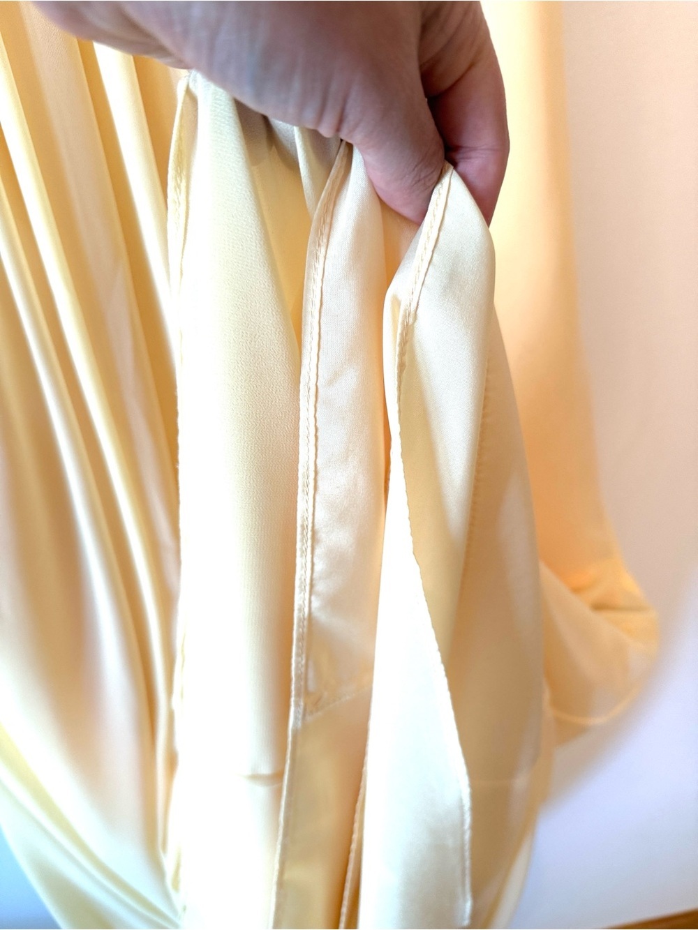 DAVID’S BRIDAL Strapless Pale Yellow Chiffon Gown Bridesmaid Dress - Picture 5 of 6